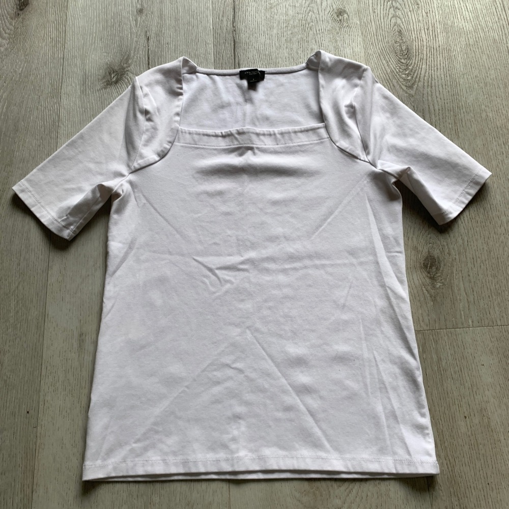 Ann Taylor Factory Womens Ribbed Square Neck Top T-Shirt